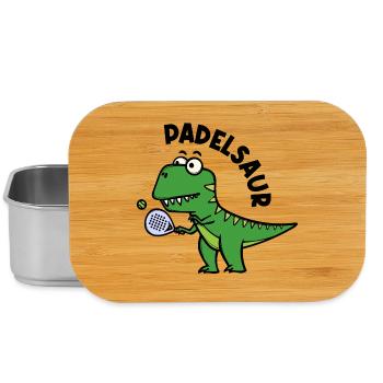Padel Schläger Spieler Ball Dinosaurier Spruch - Lunch Box - Silber - Vorne