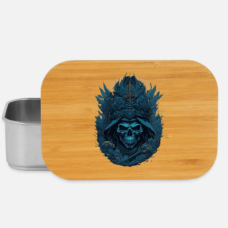 Blauer Samurai Skelett Schädel - Blauer Samurai Schädel - Lunch Box - Silber