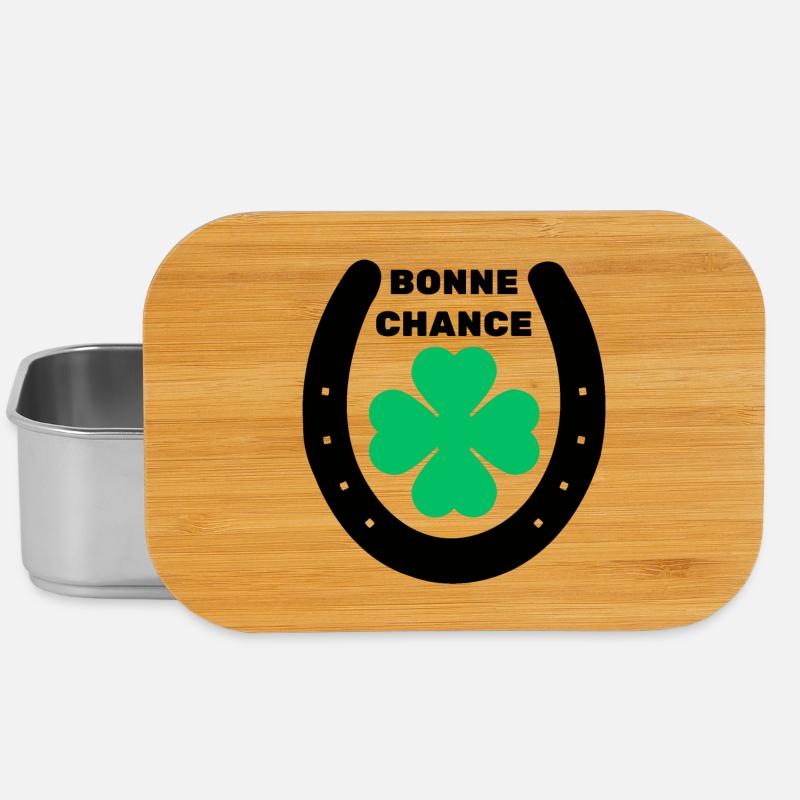 Bonne chance trèfle 4 feuilles fer à cheval - Boîte à goûter - argent