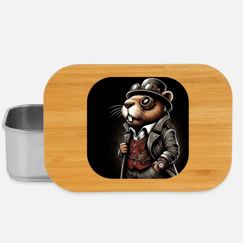 Biber im Steampunk Outfit - Lunch Box - Silber