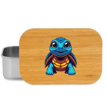 Turtle Colorful Kawaii Cartoon Character Clipart - Lunch Box - silver - Front