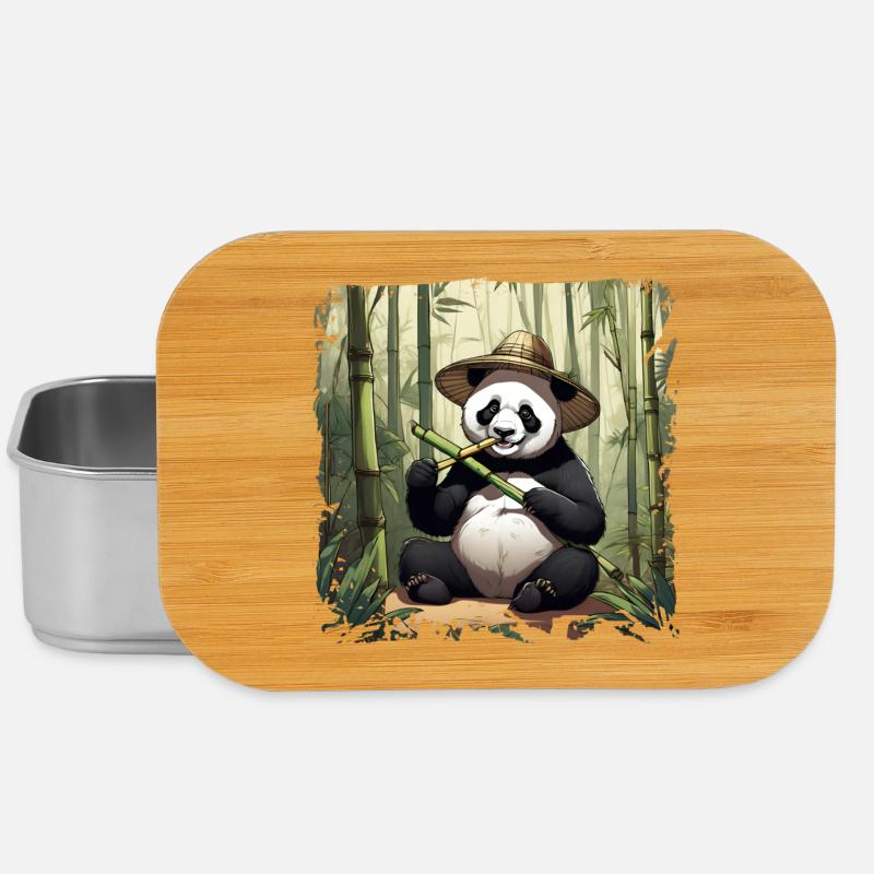 Panda eating! - Lunch Box - silver