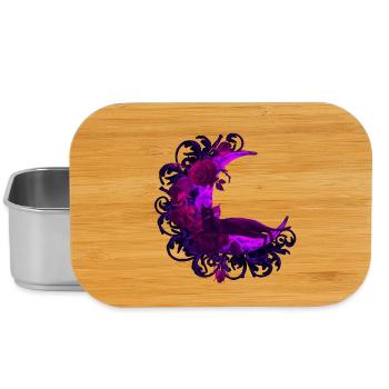 Mondsichel, Rosenblüte, Katzen motiv, Ranken - Lunch Box - Silber - Vorne