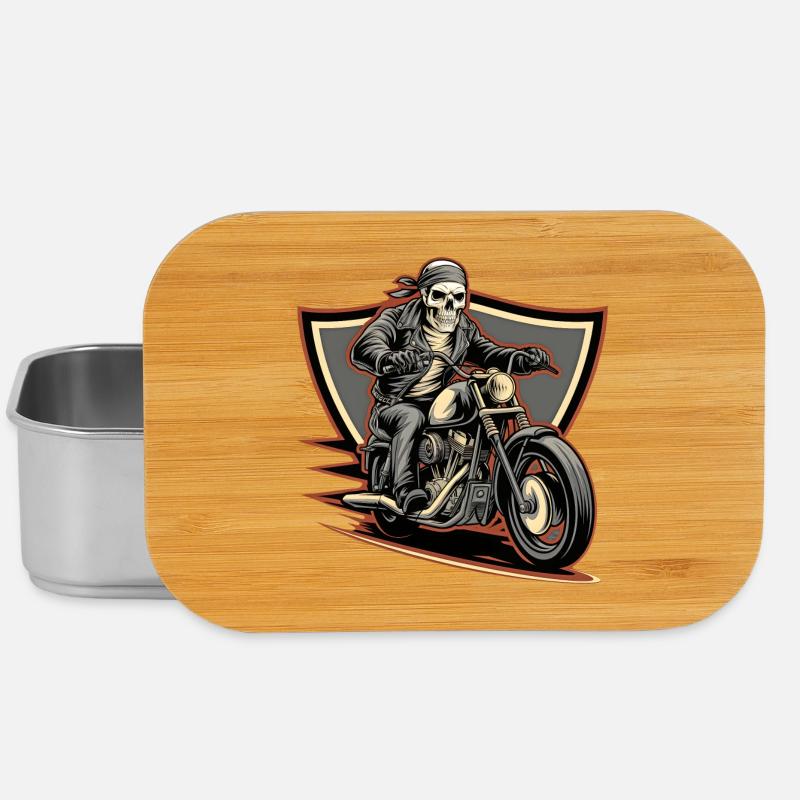 Fearless biker on a gloomy ride - Lunch Box - silver