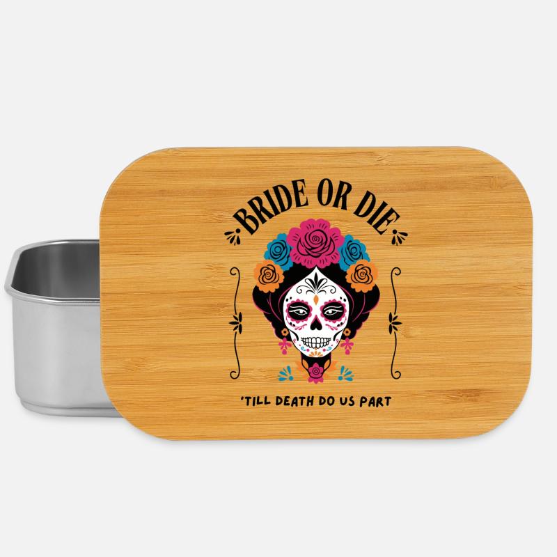 Bride or Die – Sugar Skull Design - Lunch Box - Silber
