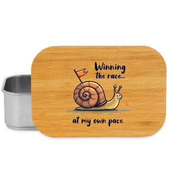 Snail with flag "Winning the race" - Lunch Box - silver - Front