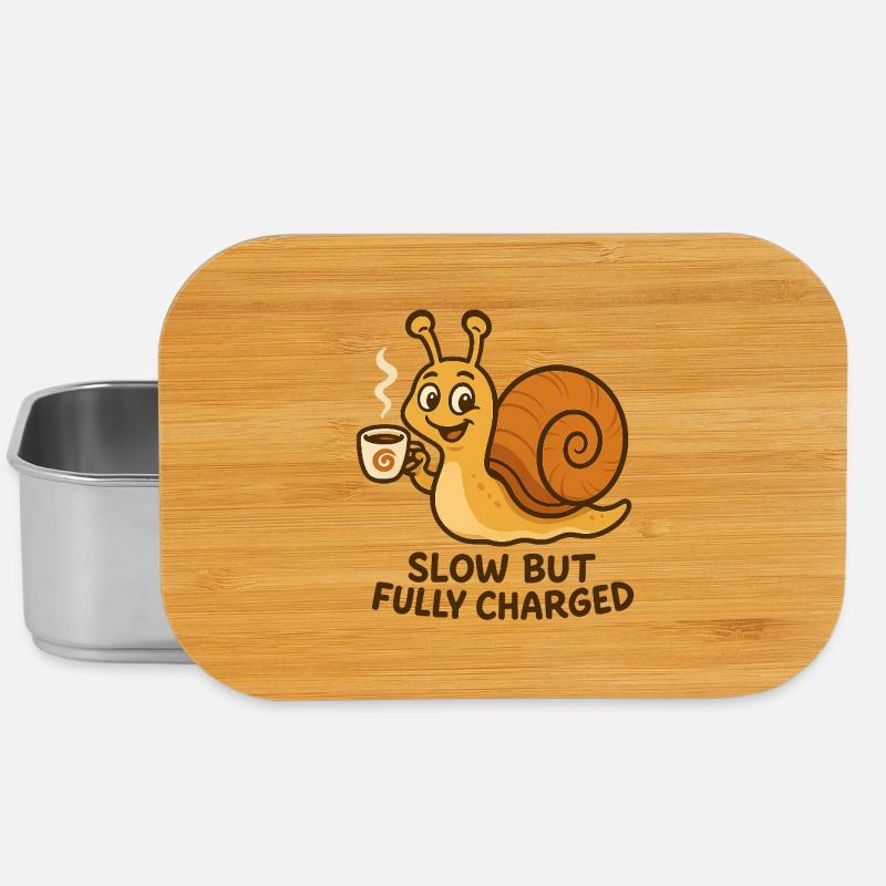 Lustige Schnecke mit Kaffee - Lunch Box - Silber