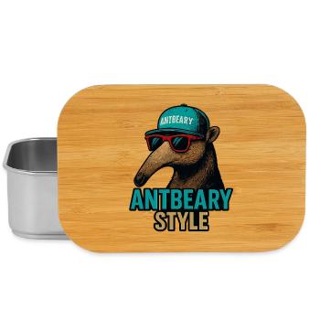 Antbeary Style Aardvark Cartoon - Lunch Box - silver - Front