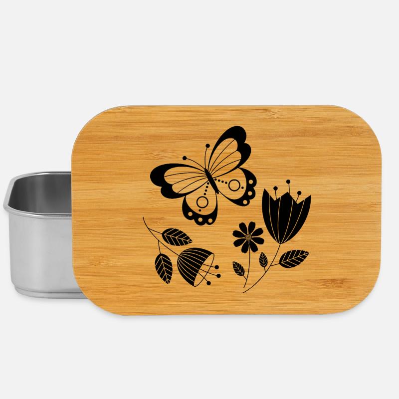 Schmetterling mit Blumen - Lunch Box - Silber