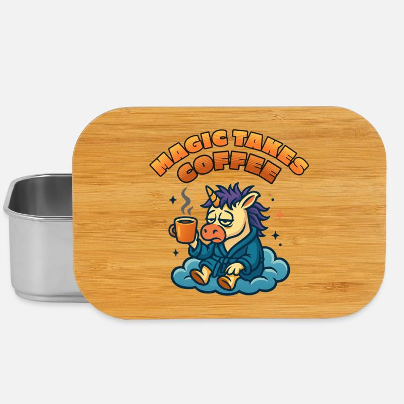 Sleep-inducing unicorn needs coffee - Lunch Box - silver