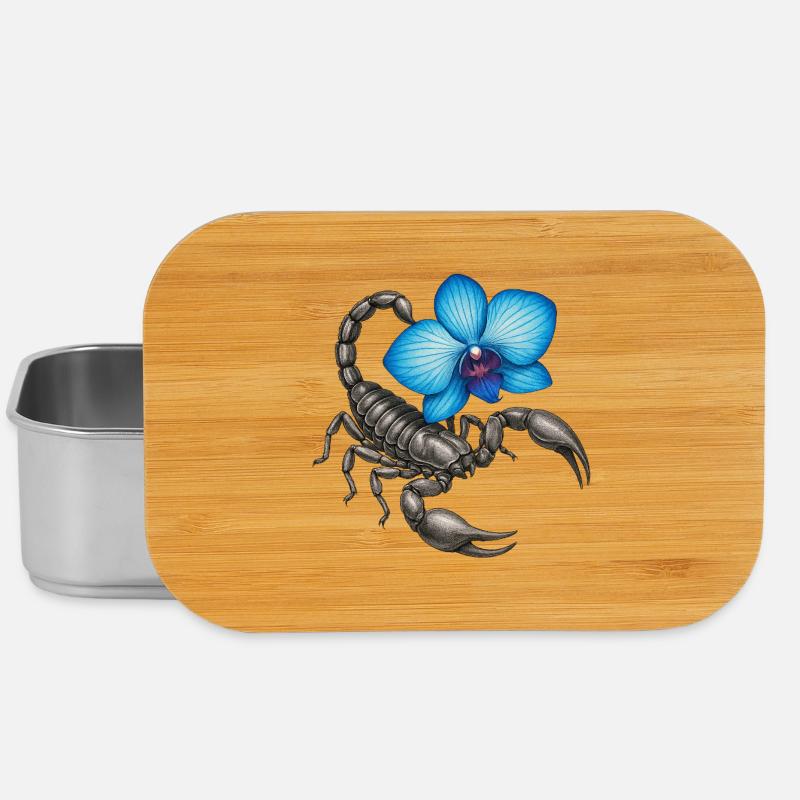 Skorpion mit blauer Orchidee - Lunch Box - Silber