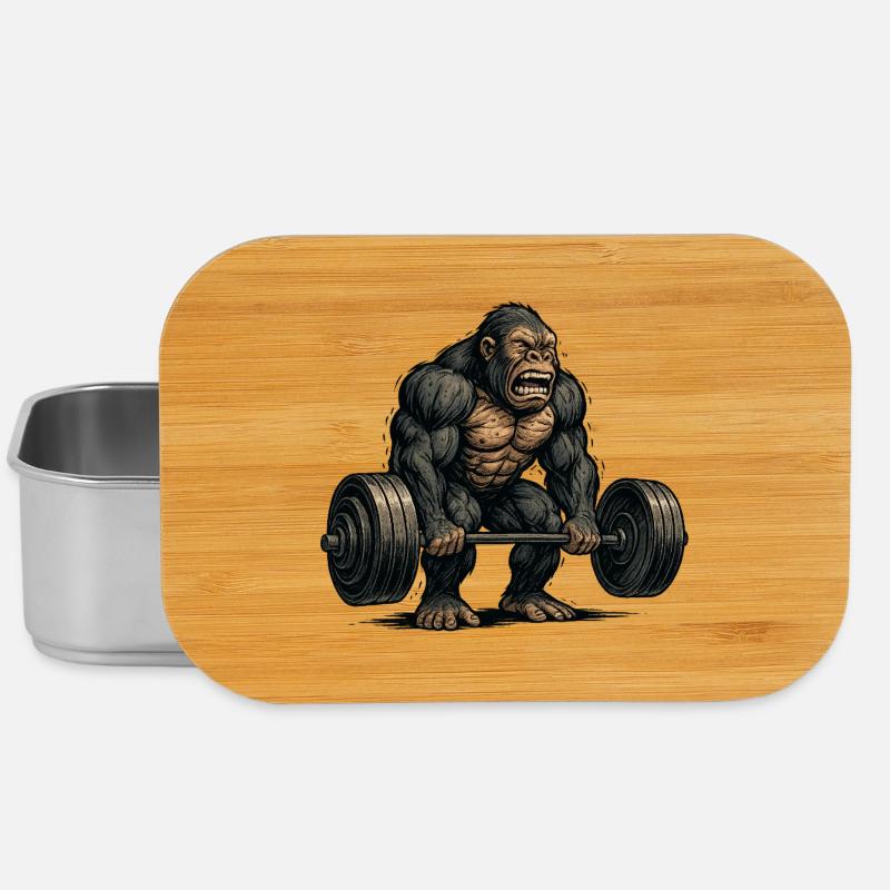 Aesthetic monkey with dumbbell - Lunch Box - silver