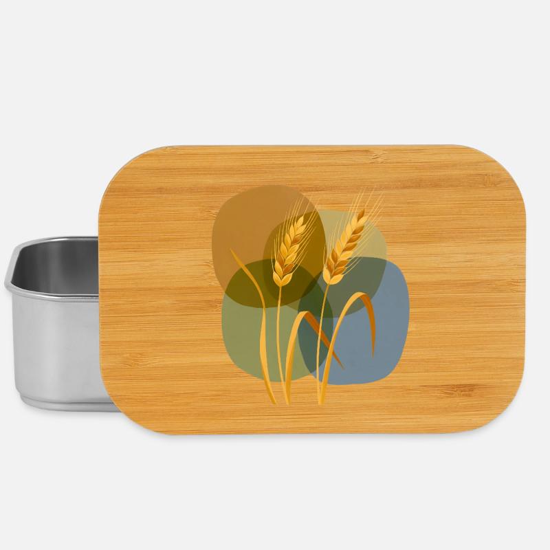 Golden grain pattern on pastel background - Lunch Box - silver