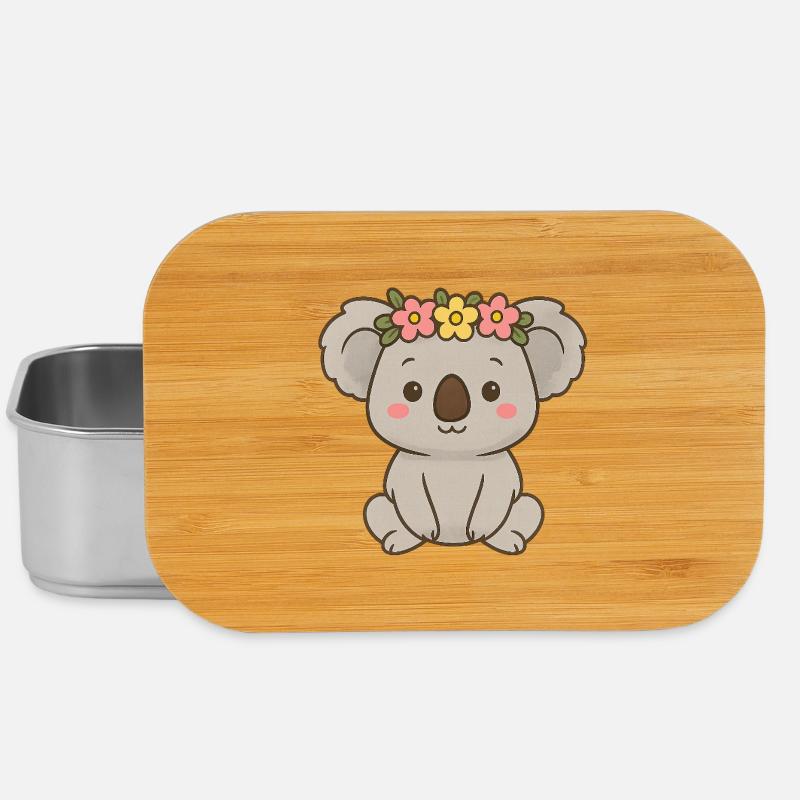 Mignon koala avec couronne de fleurs - Boîte à goûter - argent