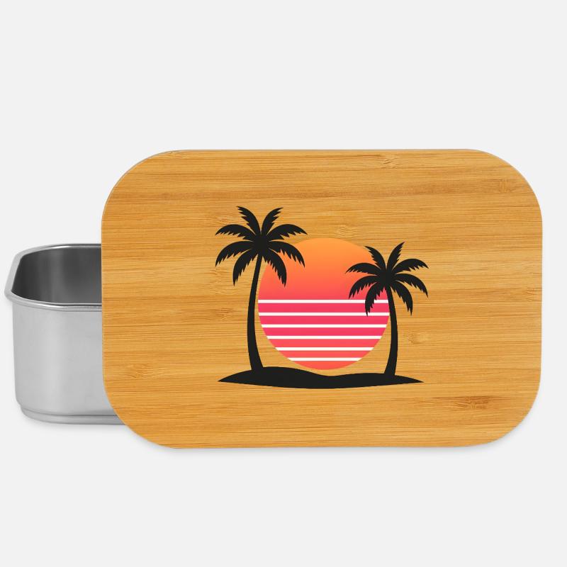 Tropical sunset with palm trees - Lunch Box - silver