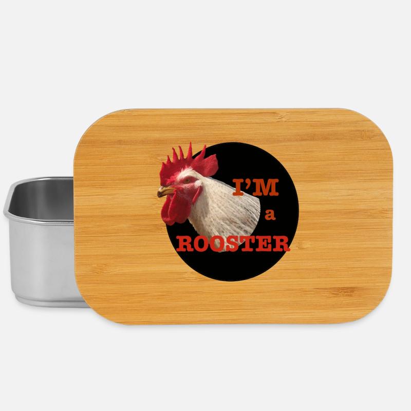 Hahnendesign und humorvoller Text - Lunch Box - Silber