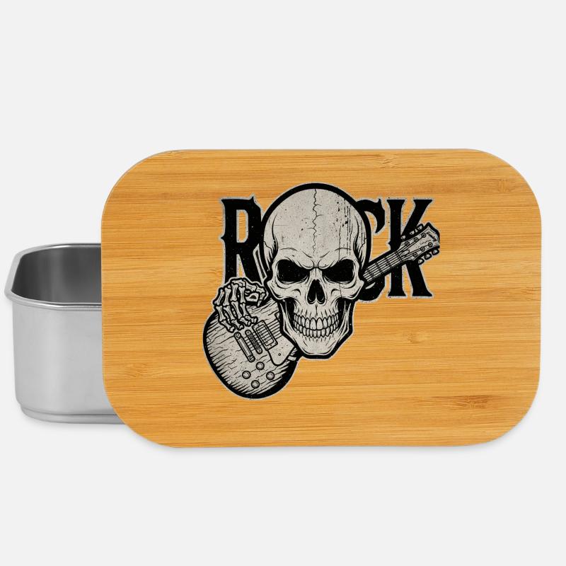 Skull Guitar Rock Design - Lunch Box - silver
