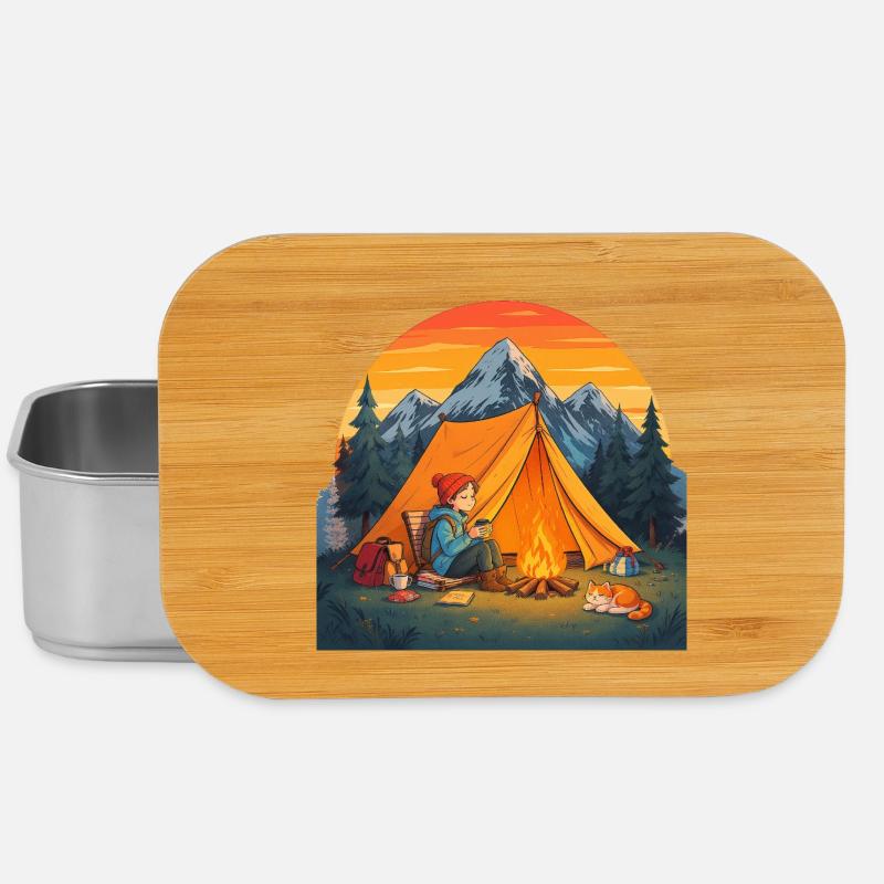 Camping mit Katze - Lunch Box - Silber