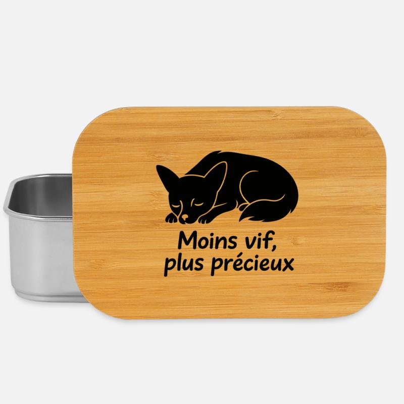 Chien endormi avec texte Moins vif - Boîte à goûter - argent