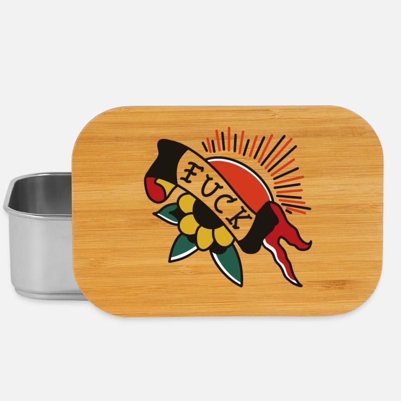 Tattoo Sonne mit Banner – Oldschool Design - Lunch Box - Silber