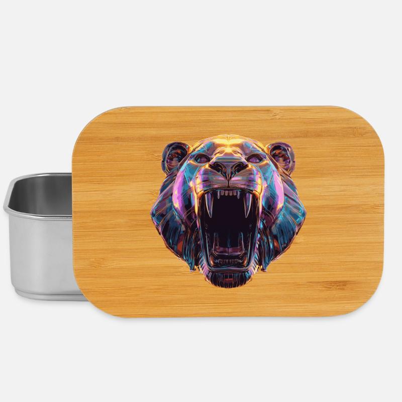 Neon tête de lion Art Design - Boîte à goûter - argent