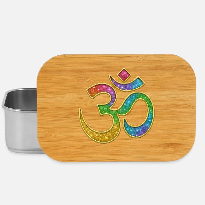 Regenbogen Om Symbol im Glitter-Design - Lunch Box - Silber
