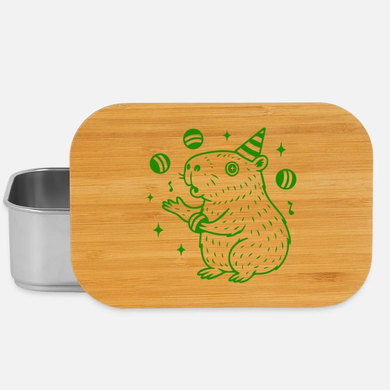 Party Capybara – Juggling Fun - Lunch Box - Silber