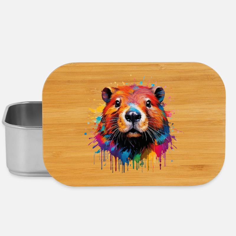 Bunter Biber Wasserfarbendesign - Lunch Box - Silber