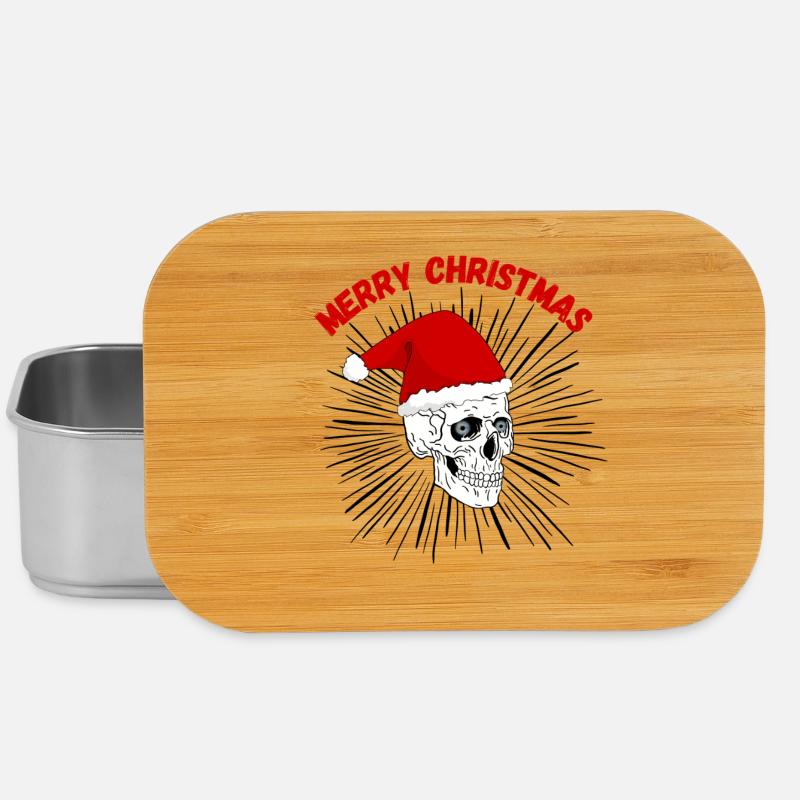 Crâne de Noël au bonnet rouge gothique - Boîte à goûter - argent