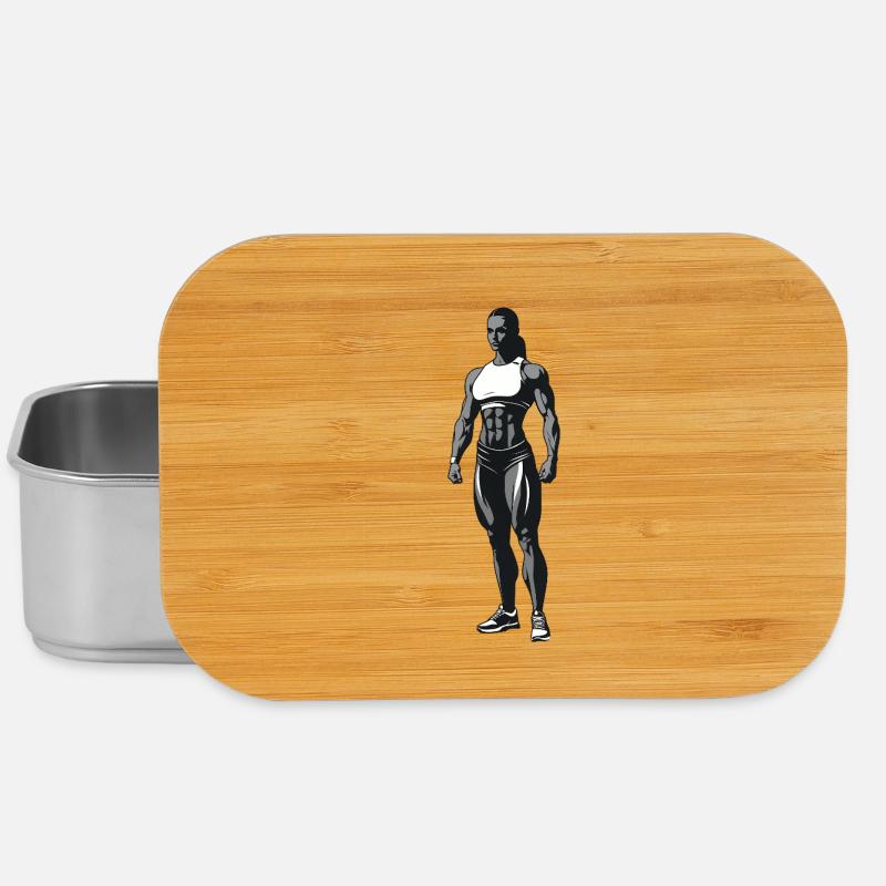 Weiblicher Bodybuilder - Cooles Silhouetten-Logo - Lunch Box - Silber