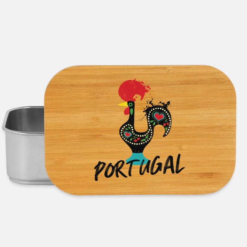 Barcelos Hahn, buntes Symbol Portugals - Lunch Box - Silber