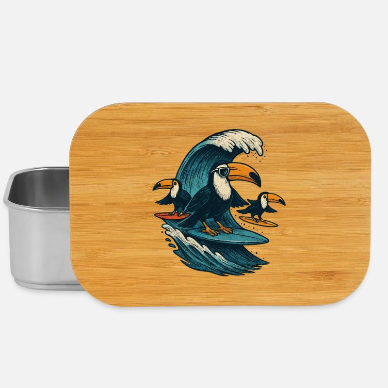 Cool Toucan Surfing Wave Art - Lunch Box - Silber