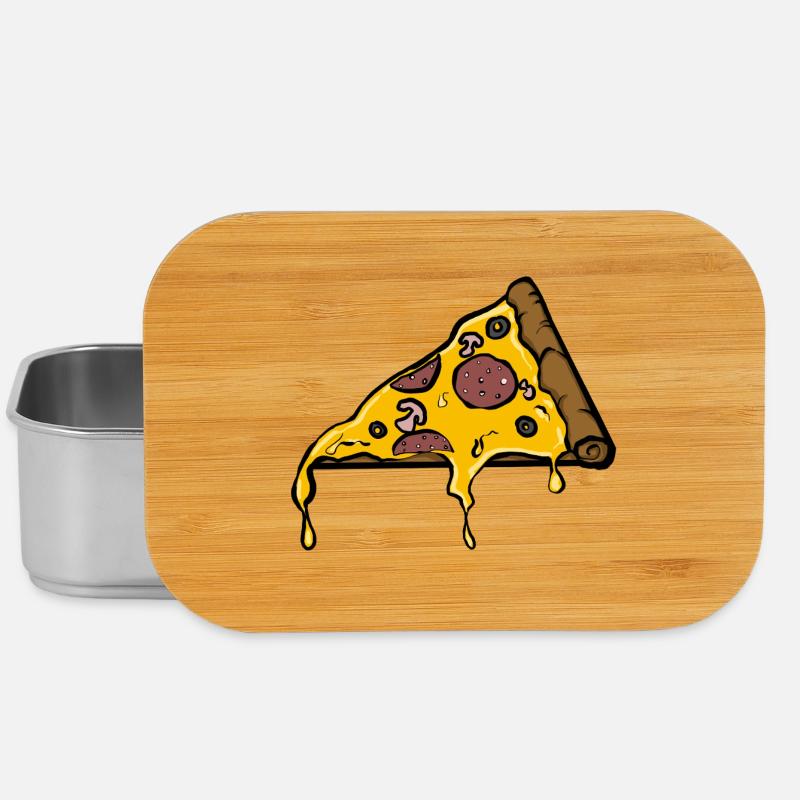Melting Pepperoni Pizza Slice Illustration - Lunch Box - silver