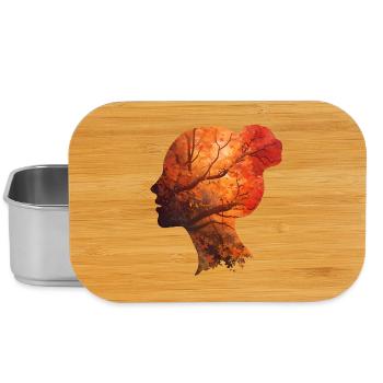 Herbst Silhouette Frau – Elegantes Portrait - Lunch Box - Silber - Vorne