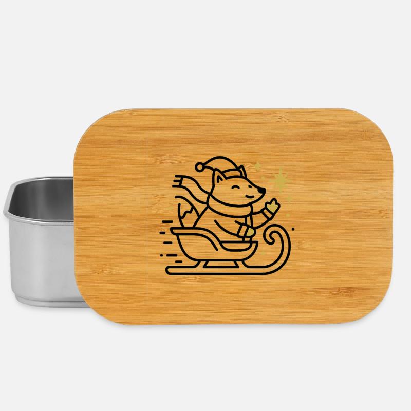 Christmas Mouse on Sleigh - Lunch Box - silver