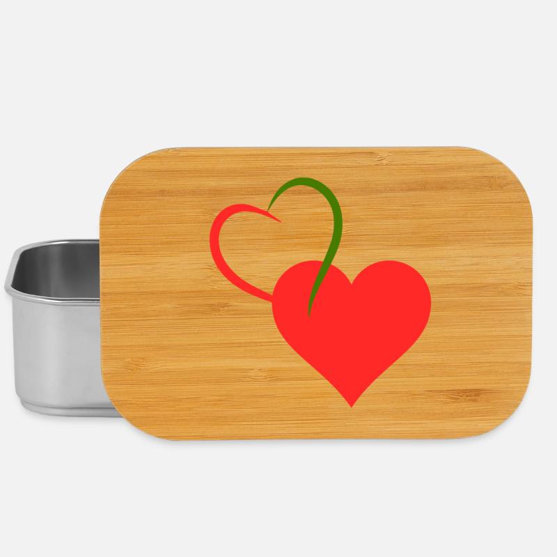 Coeur rouge et vert - Boîte à goûter - argent