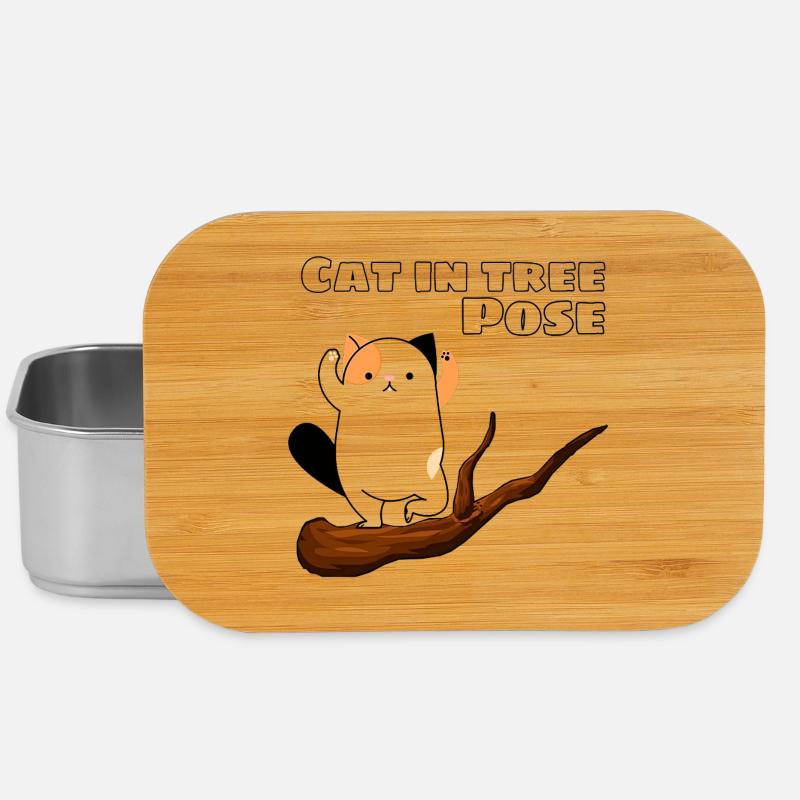 Katze in Baum-Pose - Lunch Box - Silber