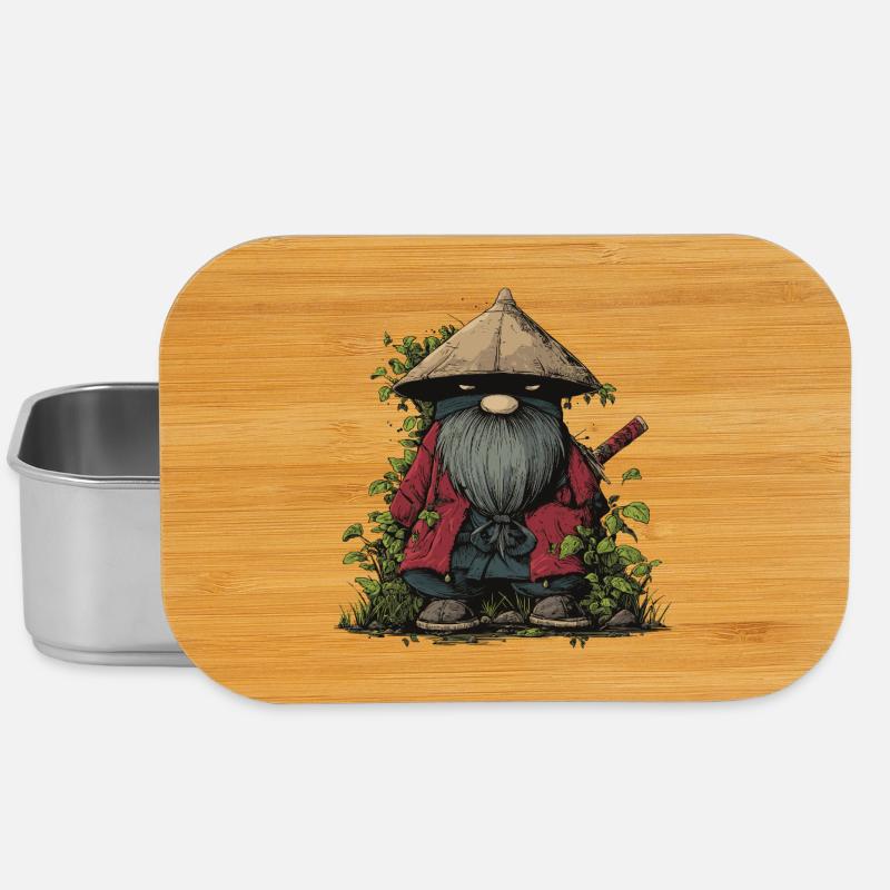 Drôle ninja nain de jardin avec épée - Boîte à goûter - argent