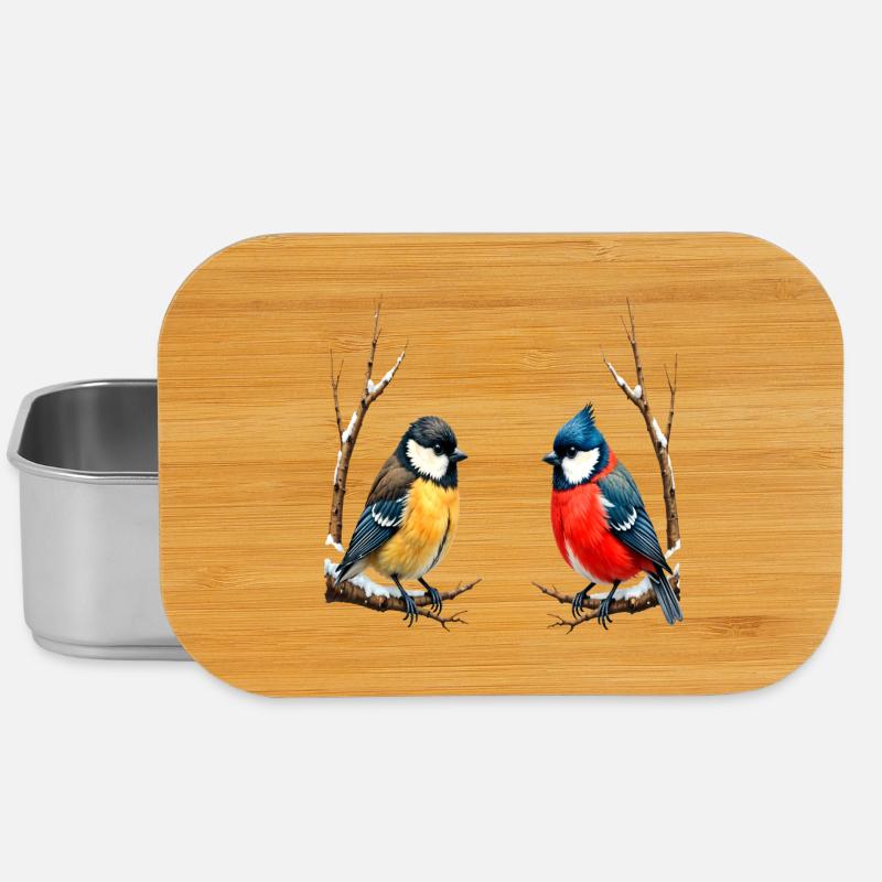 Zwillingssingvögel im Winter - Lunch Box - Silber