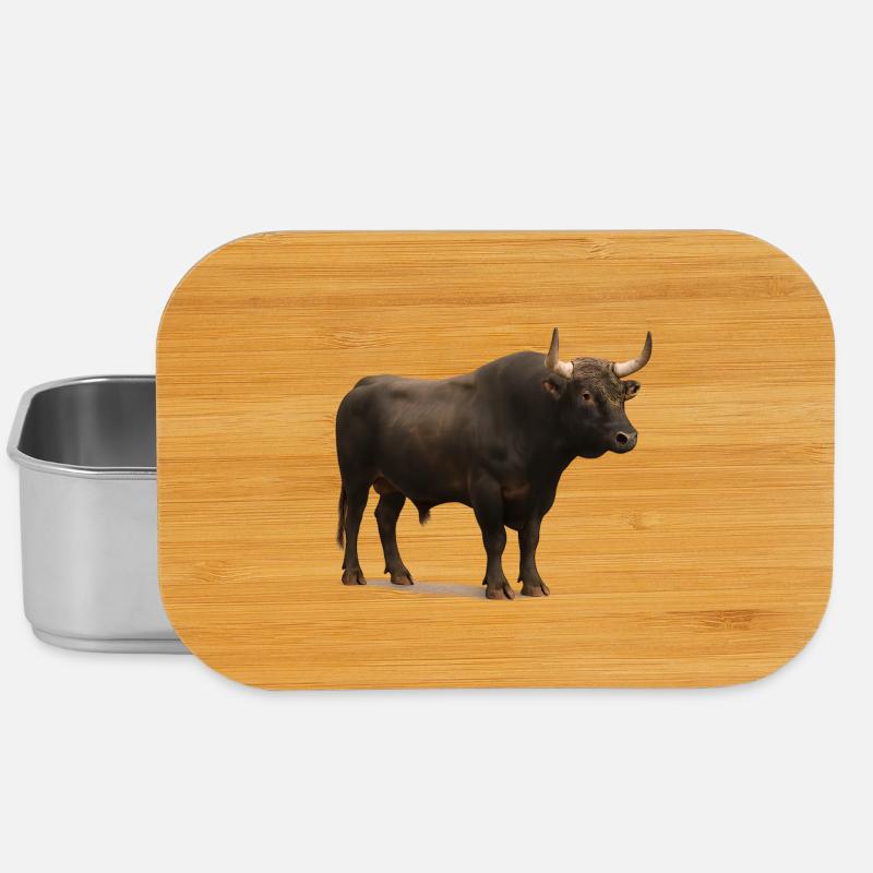 Dunkler Wasserbüffel Illustration - Lunch Box - Silber