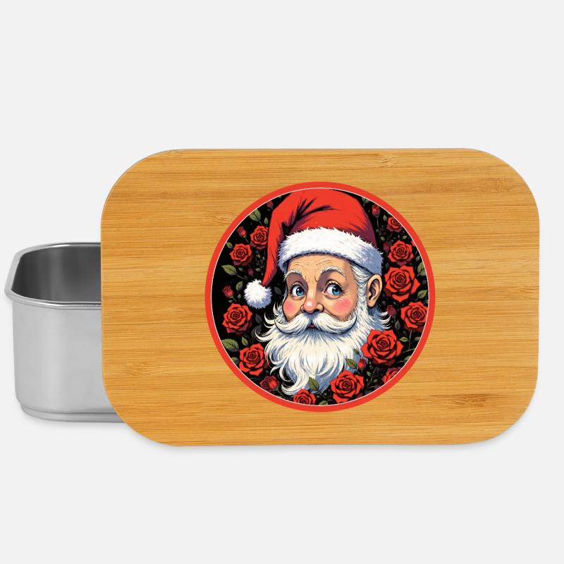 Romantischer Weihnachtsmann mit Rosen - Lunch Box - Silber