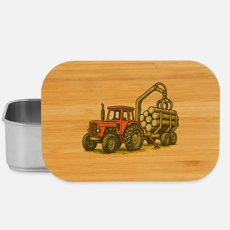 Tracteur forestier avec charge en bois - Boîte à goûter - argent