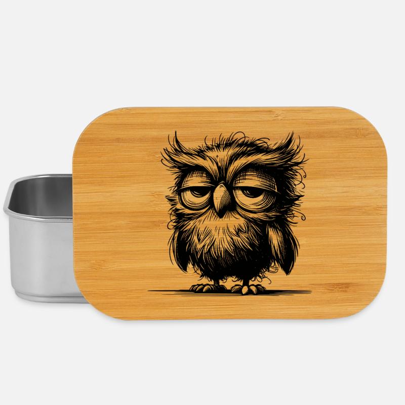Owl, I'm not grumpy, just not well rested - Lunch Box - silver
