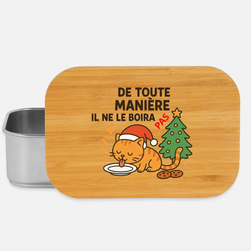 Festive Christmas Cat Who Refuses Drinking - Lunch Box - silver