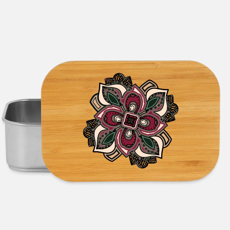 Boho Mandala Blossom Pink Green - Lunch Box - silver