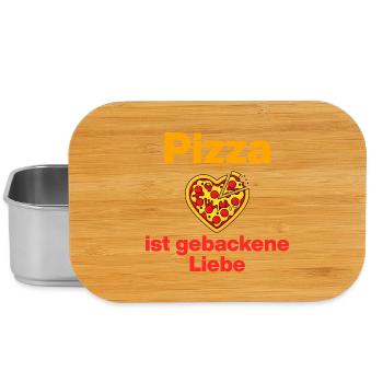 La pizza, c’est l’amour pâtissé, amateur de pizza, gourmet - Boîte à goûter - argent - Devant
