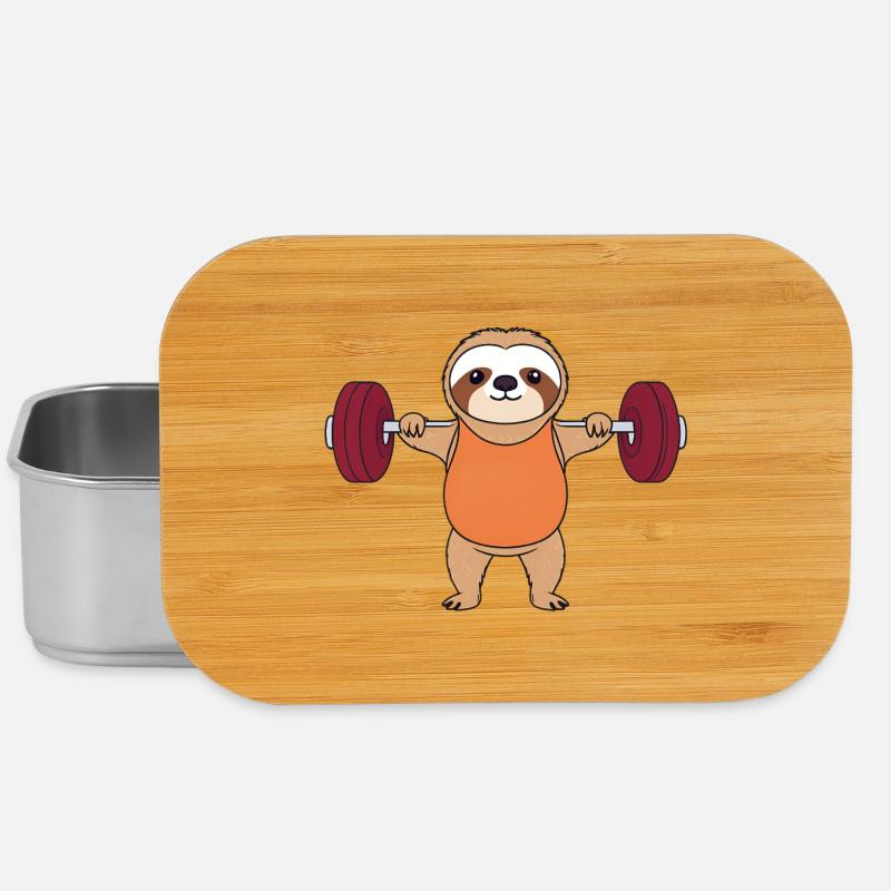 Sloth doing weightlifting in the gym Lazy resolutions - Lunch Box - silver