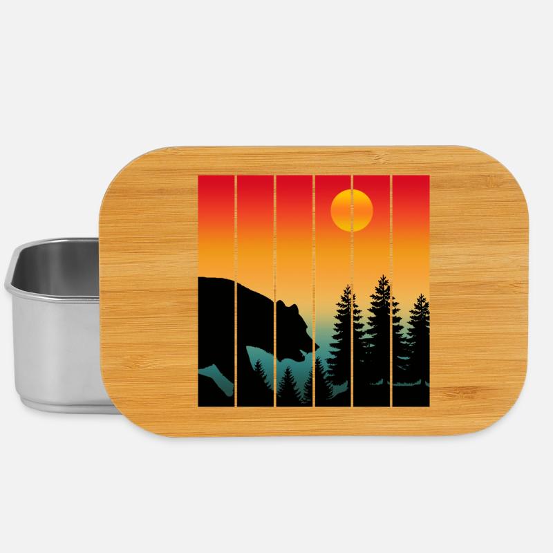 BEAR WILDLIFE SUNSET NATURE - Lunch Box - silver