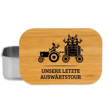 Unsere Letzte Auswärtstour, Trecker Bierfass JGA B - Lunch Box - Silber - Vorne