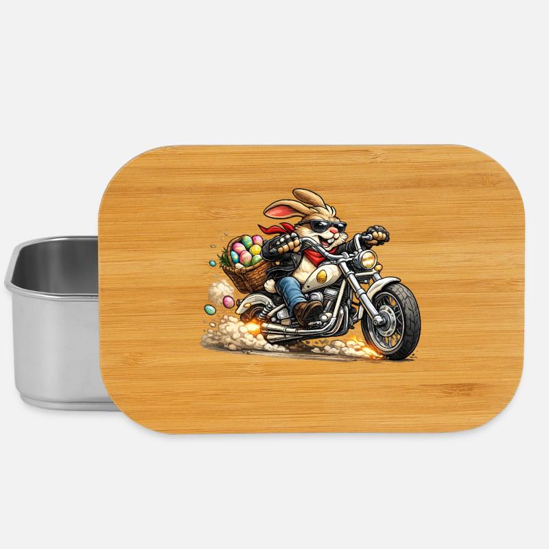 Osterhase auf Motorrad - Lunch Box - Silber